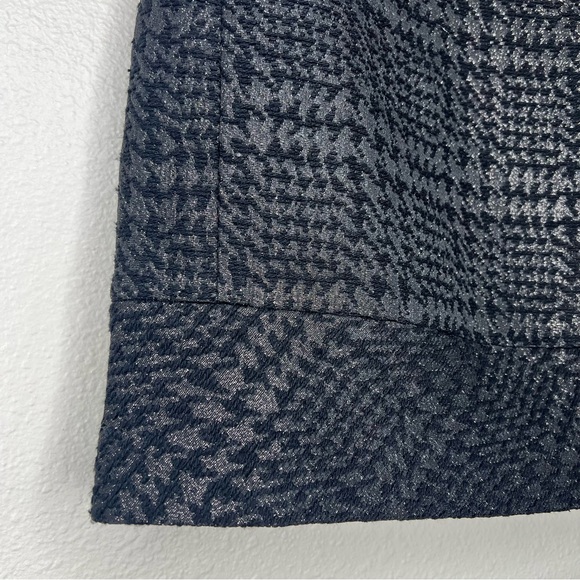 Willi Smith Black & Gold Metallic Shimmer Houndstooth Wool Blend Mini Skirt Sz 2 - Picture 4 of 10